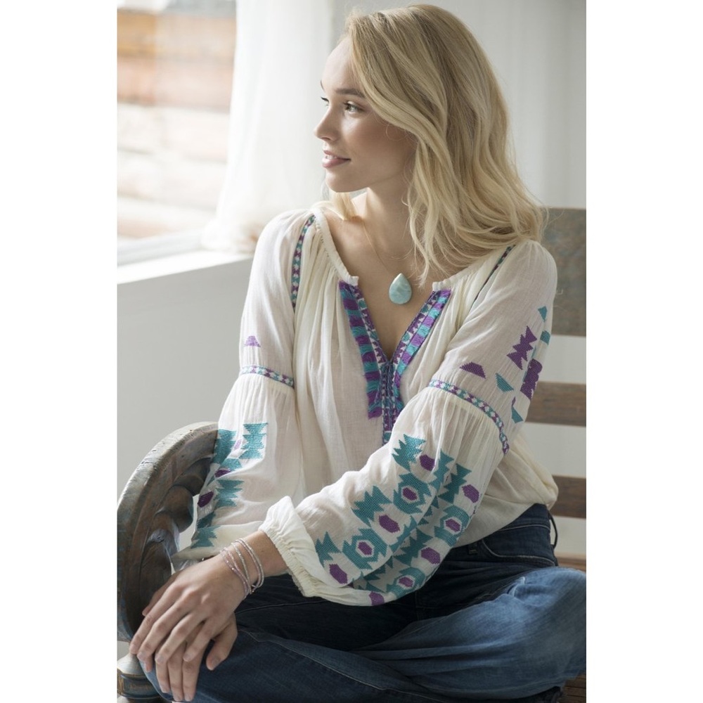 Blue Boheme Embroidered India Tunic